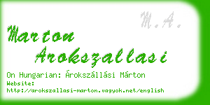 marton arokszallasi business card